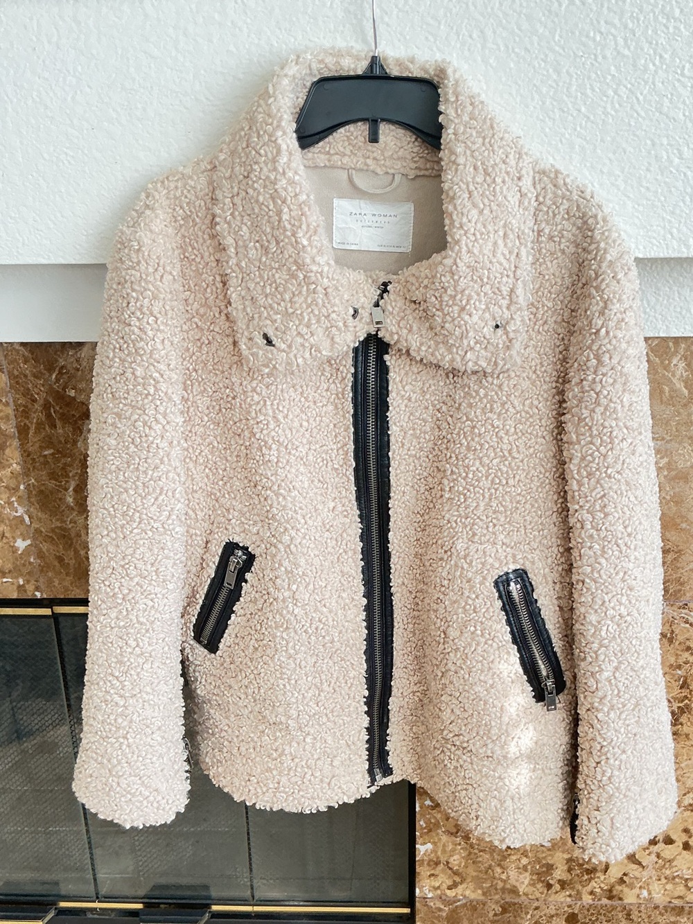 Zara Cream Cozy Sherpa Bomber Jacket